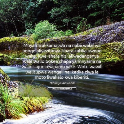 Picture 05 - Ufunuo 19:20 SWHULB - Mnyama alikamatwa na nabii wake wa uongo - Bible Verse Picture