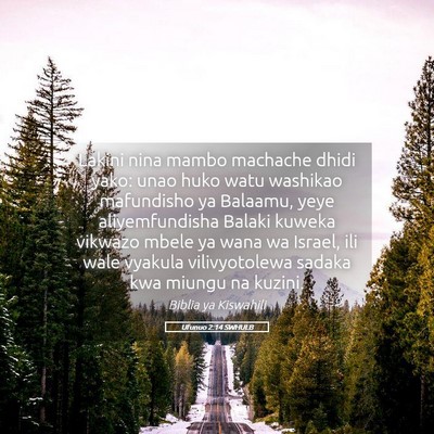 Picture 05 - Ufunuo 2:14 SWHULB - Lakini nina mambo machache dhidi yako: unao huko - Bible Verse Picture
