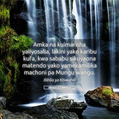 Picture 05 - Ufunuo 3:2 SWHULB - Amka na kuimarisha yaliyosalia, lakini yako - Bible Verse Picture