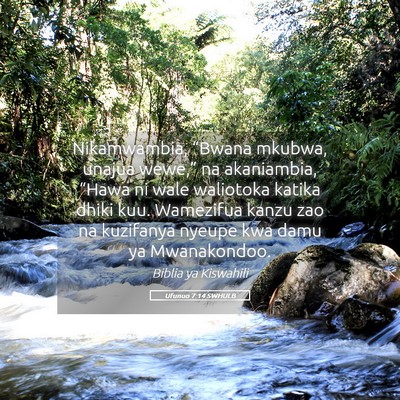 Picture 05 - Ufunuo 7:14 SWHULB - Nikamwambia, “Bwana mkubwa, unajua wewe,” na - Bible Verse Picture