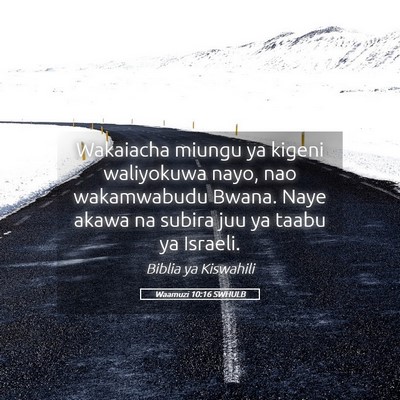 Picture 05 - Waamuzi 10:16 SWHULB - Wakaiacha miungu ya kigeni waliyokuwa nayo, nao - Bible Verse Picture