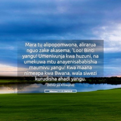 Picture 05 - Waamuzi 11:35 SWHULB - Mara tu alipopomwona, alirarua nguo zake akasema, - Bible Verse Picture