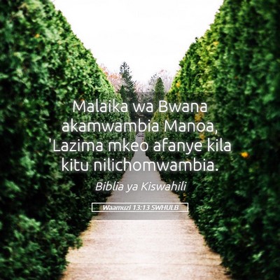 Picture 05 - Waamuzi 13:13 SWHULB - Malaika wa Bwana akamwambia Manoa, 'Lazima mkeo - Bible Verse Picture