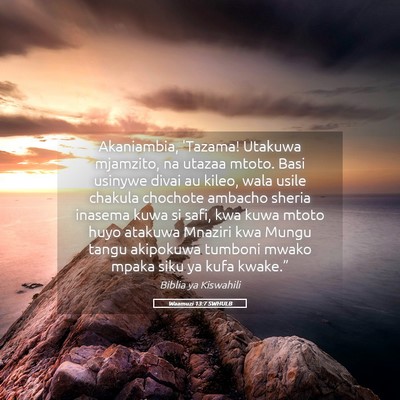 Picture 05 - Waamuzi 13:7 SWHULB - Akaniambia, 'Tazama! Utakuwa mjamzito, na utazaa - Bible Verse Picture