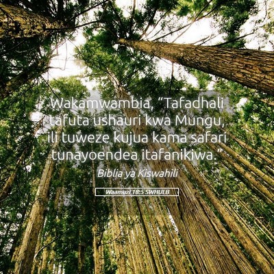 Picture 05 - Waamuzi 18:5 SWHULB - Wakamwambia, “Tafadhali tafuta ushauri kwa - Bible Verse Picture
