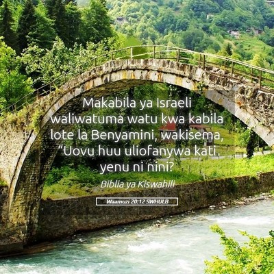 Picture 05 - Waamuzi 20:12 SWHULB - Makabila ya Israeli waliwatuma watu kwa kabila - Bible Verse Picture