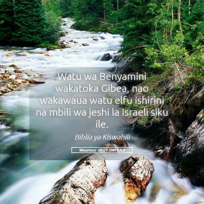 Picture 05 - Waamuzi 20:21 SWHULB - Watu wa Benyamini wakatoka Gibea, nao wakawaua - Bible Verse Picture