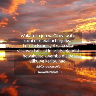 Picture 05 - Waamuzi 20:34 SWHULB - Wakatoka juu ya Gibea watu kumi elfu - Bible Verse Picture
