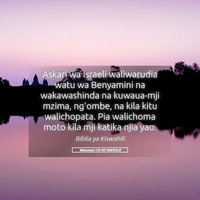 Picture 05 - Waamuzi 20:48 SWHULB - Askari wa Israeli waliwarudia watu wa Benyamini - Bible Verse Picture