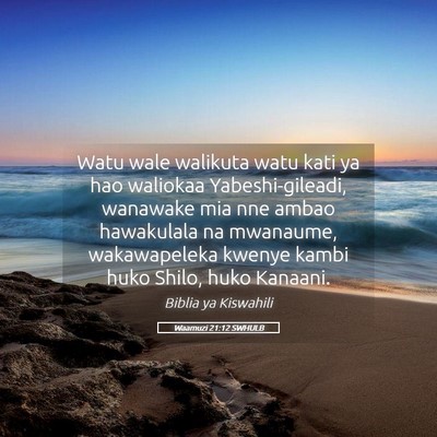 Picture 05 - Waamuzi 21:12 SWHULB - Watu wale walikuta watu kati ya hao waliokaa - Bible Verse Picture