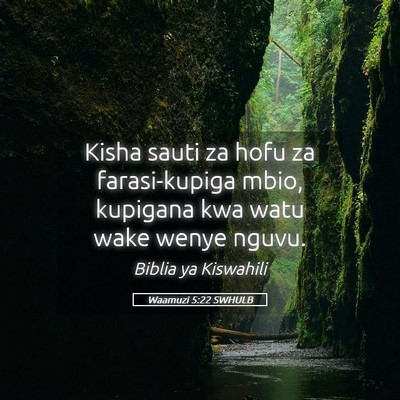 Picture 05 - Waamuzi 5:22 SWHULB - Kisha sauti za hofu za farasi-kupiga mbio, - Bible Verse Picture