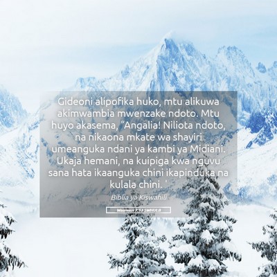 Picture 05 - Waamuzi 7:13 SWHULB - Gideoni alipofika huko, mtu alikuwa akimwambia - Bible Verse Picture