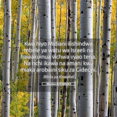 Picture 05 - Waamuzi 8:28 SWHULB - Kwa hiyo Midiani ilishindwa mbele ya watu wa - Bible Verse Picture