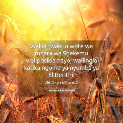 Picture 05 - Waamuzi 9:46 SWHULB - Wakati wakuu wote wa mnara wa Shekemu waliposikia - Bible Verse Picture