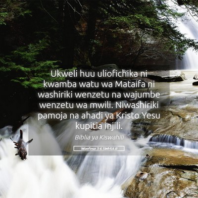 Picture 05 - Waefeso 3:6 SWHULB - Ukweli huu uliofichika ni kwamba watu wa Mataifa - Bible Verse Picture