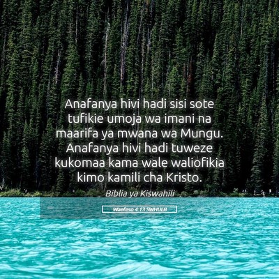Picture 05 - Waefeso 4:13 SWHULB - Anafanya hivi hadi sisi sote tufikie umoja wa - Bible Verse Picture