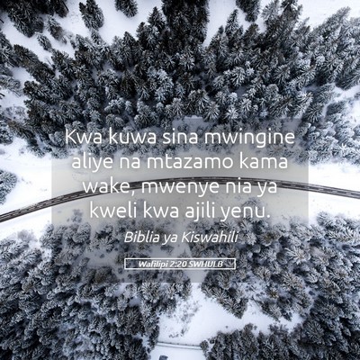 Picture 05 - Wafilipi 2:20 SWHULB - Kwa kuwa sina mwingine aliye na mtazamo kama - Bible Verse Picture