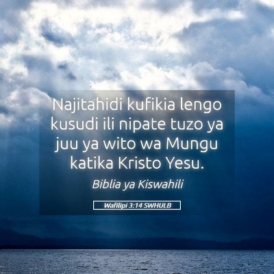 Picture 05 - Wafilipi 3:14 SWHULB - Najitahidi kufikia lengo kusudi ili nipate tuzo - Bible Verse Picture