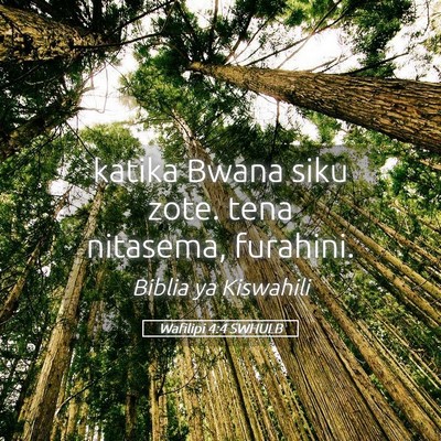 Picture 05 - Wafilipi 4:4 SWHULB - katika Bwana siku zote. tena nitasema, - Bible Verse Picture
