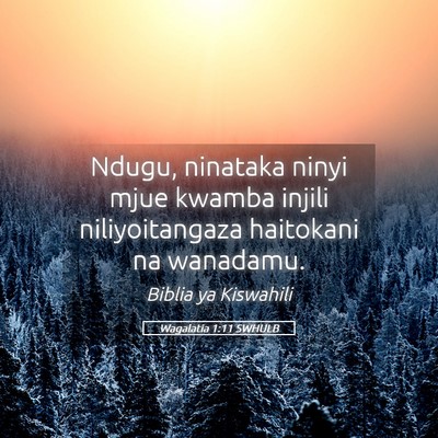 Picture 05 - Wagalatia 1:11 SWHULB - Ndugu, ninataka ninyi mjue kwamba injili - Bible Verse Picture