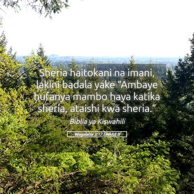 Picture 05 - Wagalatia 3:12 SWHULB - Sheria haitokani na imani, lakini badala yake - Bible Verse Picture