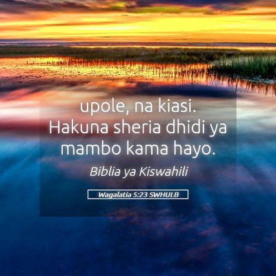 Picture 05 - Wagalatia 5:23 SWHULB - upole, na kiasi. Hakuna sheria dhidi ya mambo - Bible Verse Picture