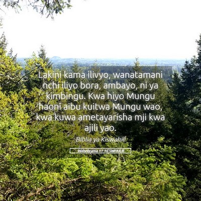 Picture 05 - Wahebrania 11:16 SWHULB - Lakini kama ilivyo, wanatamani nchi iliyo bora, - Bible Verse Picture