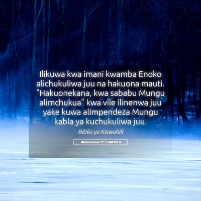 Picture 05 - Wahebrania 11:5 SWHULB - Ilikuwa kwa imani kwamba Enoko alichukuliwa juu - Bible Verse Picture