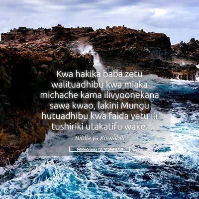 Picture 05 - Wahebrania 12:10 SWHULB - Kwa hakika baba zetu walituadhibu kwa miaka - Bible Verse Picture