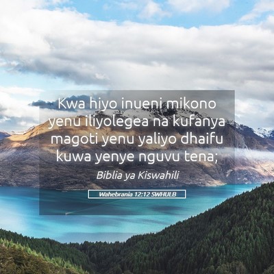 Picture 05 - Wahebrania 12:12 SWHULB - Kwa hiyo inueni mikono yenu iliyolegea na kufanya - Bible Verse Picture