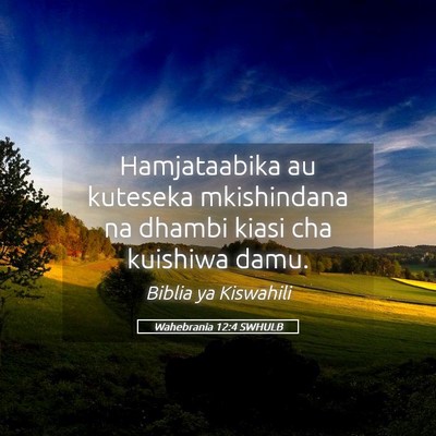 Picture 05 - Wahebrania 12:4 SWHULB - Hamjataabika au kuteseka mkishindana na dhambi - Bible Verse Picture