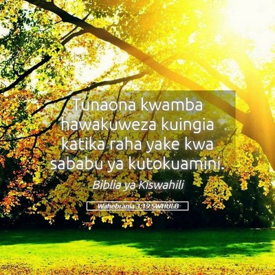 Picture 05 - Wahebrania 3:19 SWHULB - Tunaona kwamba hawakuweza kuingia katika raha - Bible Verse Picture