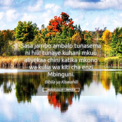 Picture 05 - Wahebrania 8:1 SWHULB - Sasa jambo ambalo tunasema ni hili: tunaye kuhani - Bible Verse Picture