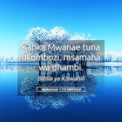 Picture 05 - Wakolosai 1:14 SWHULB - Katika Mwanae tuna ukombozi, msamaha wa - Bible Verse Picture