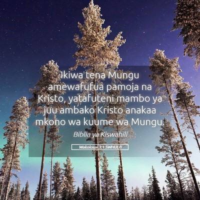 Picture 05 - Wakolosai 3:1 SWHULB - Ikiwa tena Mungu amewafufua pamoja na Kristo, - Bible Verse Picture