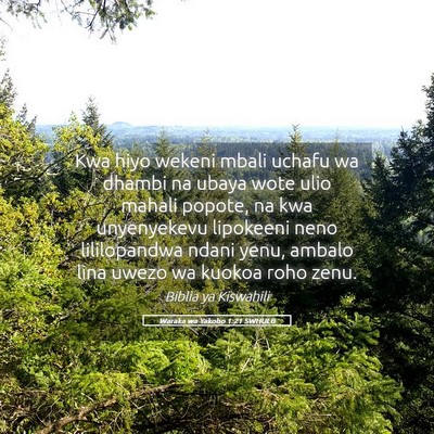Picture 05 - Waraka wa Yakobo 1:21 SWHULB - Kwa hiyo wekeni mbali uchafu wa dhambi na ubaya - Bible Verse Picture