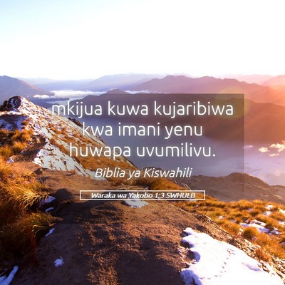 Picture 05 - Waraka wa Yakobo 1:3 SWHULB - mkijua kuwa kujaribiwa kwa imani yenu huwapa - Bible Verse Picture