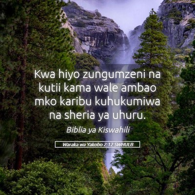Picture 05 - Waraka wa Yakobo 2:12 SWHULB - Kwa hiyo zungumzeni na kutii kama wale ambao mko - Bible Verse Picture