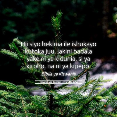Picture 05 - Waraka wa Yakobo 3:15 SWHULB - Hii siyo hekima ile ishukayo kutoka juu, lakini - Bible Verse Picture