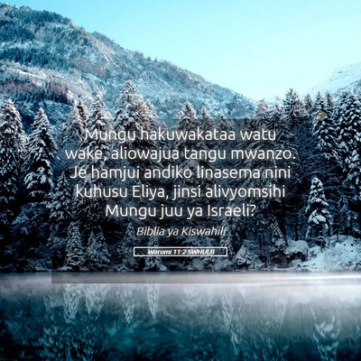 Picture 05 - Warumi 11:2 SWHULB - Mungu hakuwakataa watu wake, aliowajua tangu - Bible Verse Picture