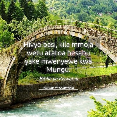 Picture 05 - Warumi 14:12 SWHULB - Hivyo basi, kila mmoja wetu atatoa hesabu yake - Bible Verse Picture