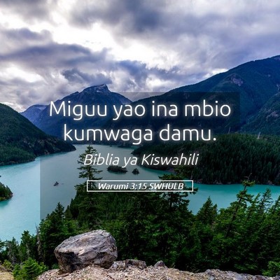 Picture 05 - Warumi 3:15 SWHULB - Miguu yao ina mbio kumwaga - Bible Verse Picture
