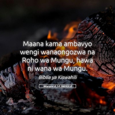 Picture 05 - Warumi 8:14 SWHULB - Maana kama ambavyo wengi wanaongozwa na Roho wa - Bible Verse Picture