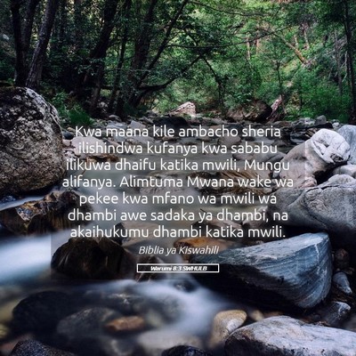 Picture 05 - Warumi 8:3 SWHULB - Kwa maana kile ambacho sheria ilishindwa kufanya - Bible Verse Picture