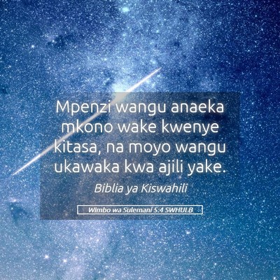 Picture 05 - Wimbo wa Sulemani 5:4 SWHULB - Mpenzi wangu anaeka mkono wake kwenye kitasa, na - Bible Verse Picture