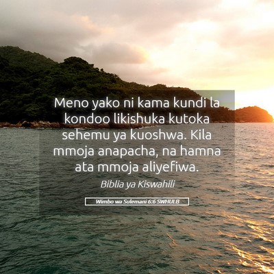 Picture 05 - Wimbo wa Sulemani 6:6 SWHULB - Meno yako ni kama kundi la kondoo likishuka - Bible Verse Picture