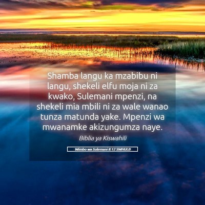 Picture 05 - Wimbo wa Sulemani 8:12 SWHULB - Shamba langu ka mzabibu ni langu, shekeli elfu - Bible Verse Picture