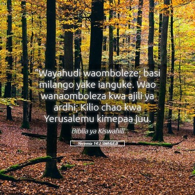 Picture 05 - Yeremia 14:2 SWHULB - “Wayahudi waomboleze; basi milango yake - Bible Verse Picture