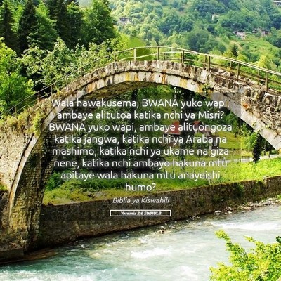 Picture 05 - Yeremia 2:6 SWHULB - Wala hawakusema, BWANA yuko wapi, ambaye alitutoa - Bible Verse Picture