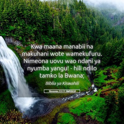 Picture 05 - Yeremia 23:11 SWHULB - Kwa maana manabii na makuhani wote wamekufuru. - Bible Verse Picture